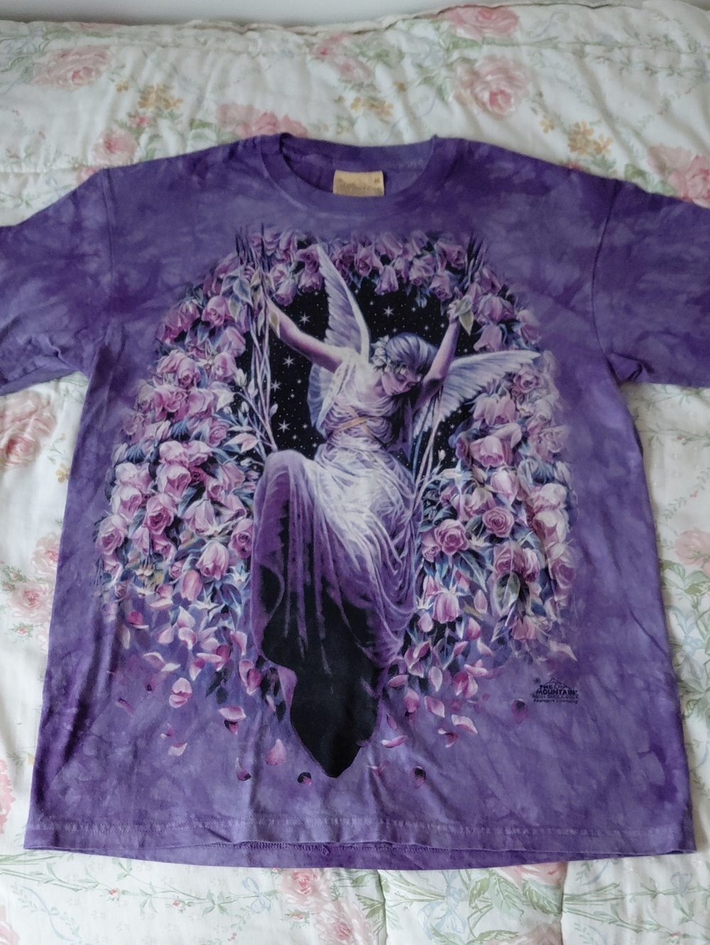 Vintage Purple Angel Floral Graphic Tee by The Mountain